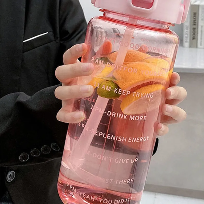 2L Sports Water Bottle with Straw