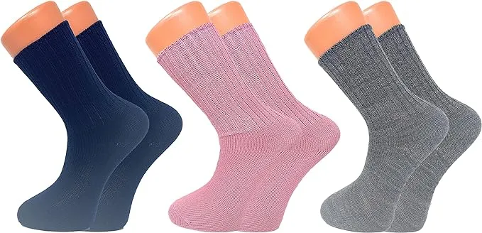 3 Pairs Women's Loose Fitting Acrylic Crew Socks Size 9-11 Soft and Cozy