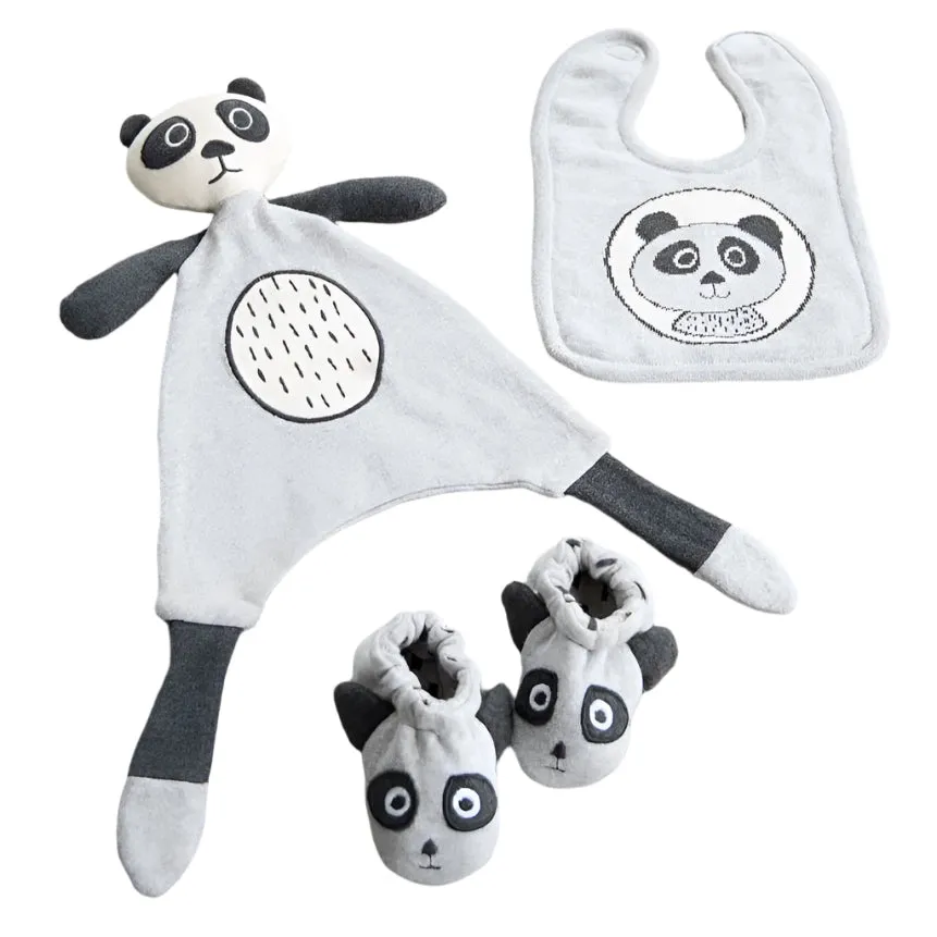 3 Piece Bert Panda Bear Baby Toy Soother Bib and Booty Set