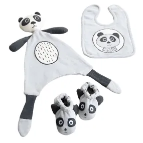 3 Piece Bert Panda Bear Baby Toy Soother Bib and Booty Set