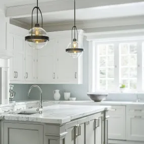 Atlas Pendant 1-Light Clear Glass (ZM) in Dark Smoke