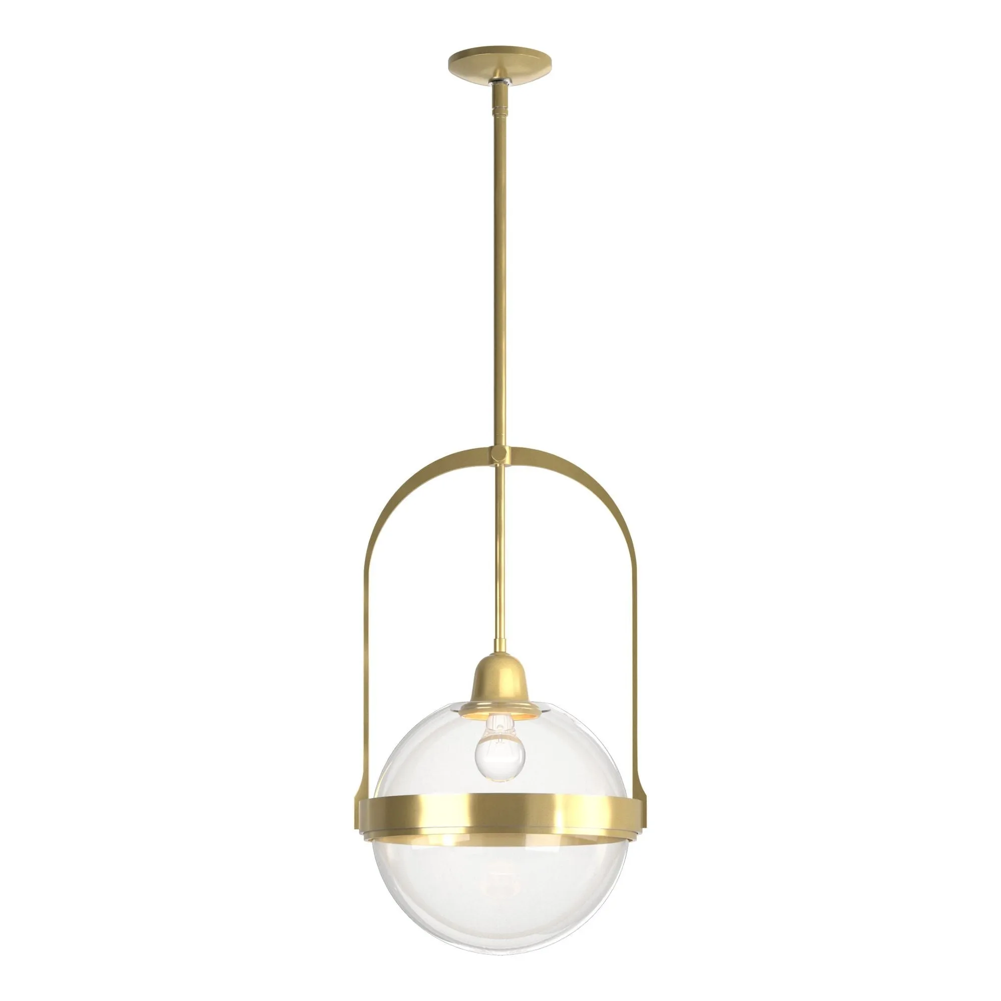 Atlas Pendant 1-Light Clear Glass (ZM) in Modern Brass
