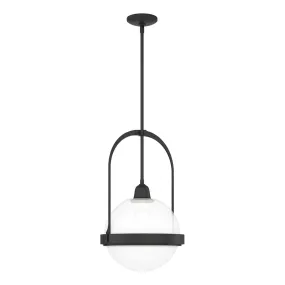 Atlas Pendant 1-Light Opaline Glass (WF) in Black