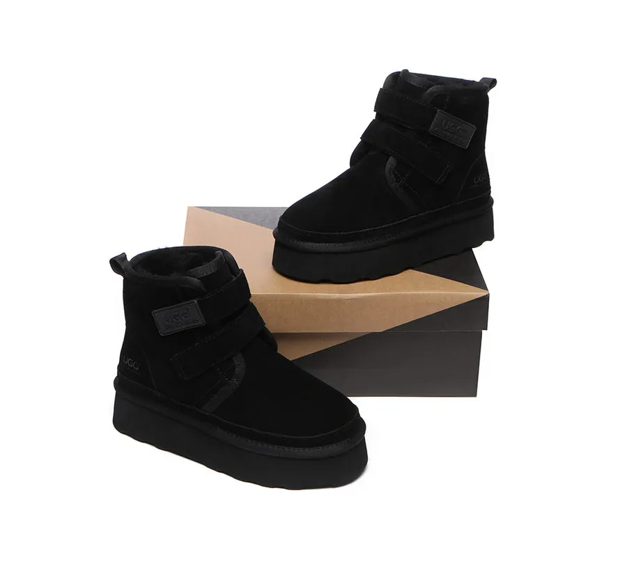Australian Shepherd Hook and Loop Platform Ugg Boots Women Vigour