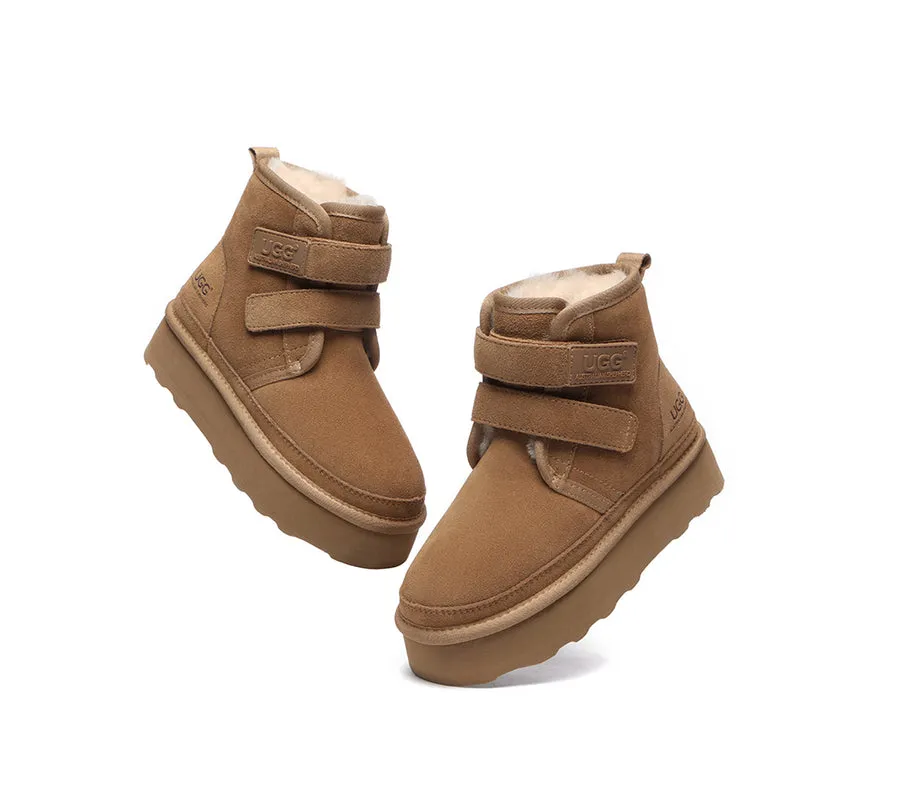 Australian Shepherd Hook and Loop Platform Ugg Boots Women Vigour