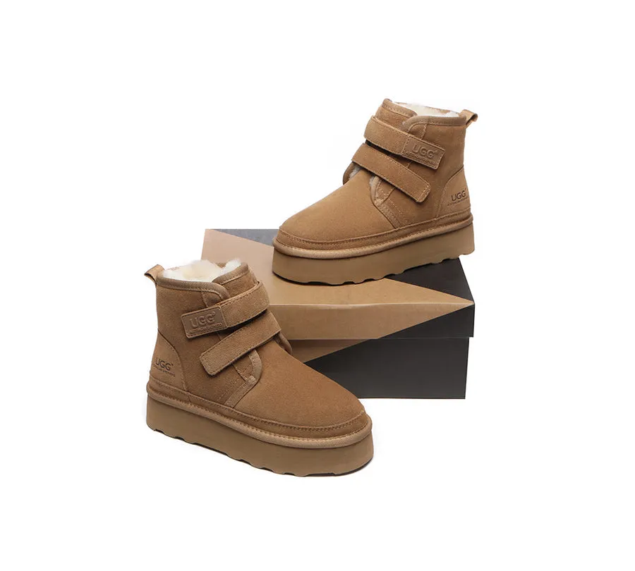 Australian Shepherd Hook and Loop Platform Ugg Boots Women Vigour