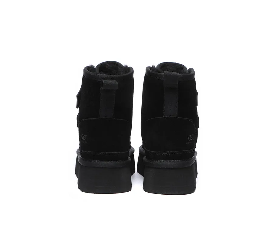 Australian Shepherd Hook and Loop Platform Ugg Boots Women Vigour