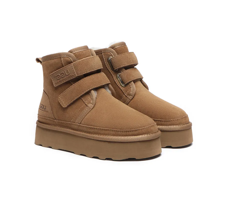 Australian Shepherd Hook and Loop Platform Ugg Boots Women Vigour
