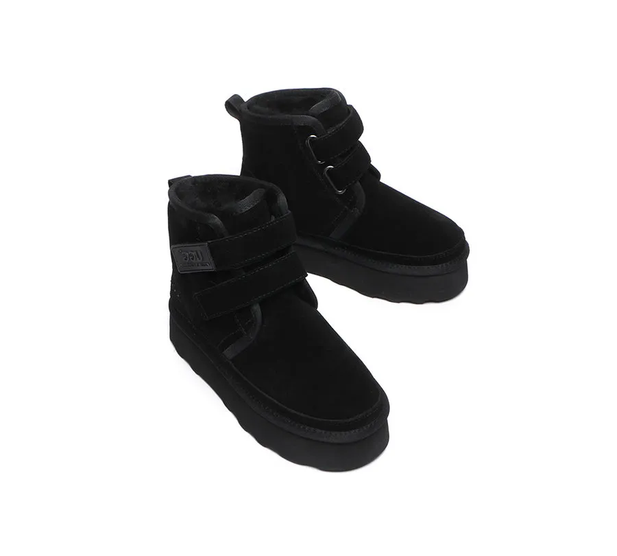 Australian Shepherd Hook and Loop Platform Ugg Boots Women Vigour