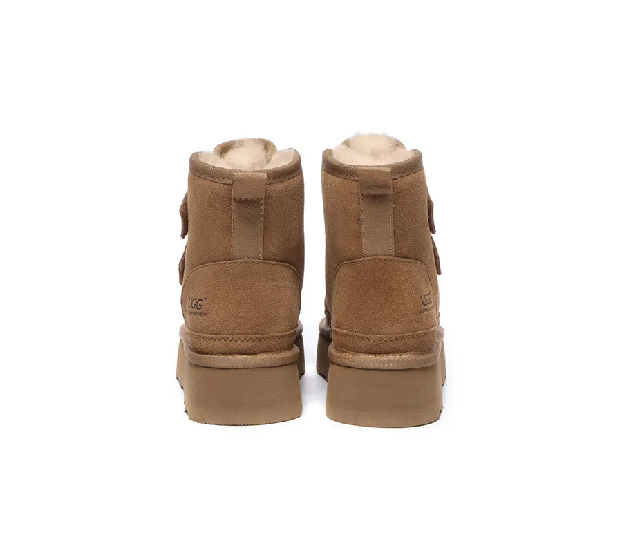 Australian Shepherd Hook and Loop Platform Ugg Boots Women Vigour