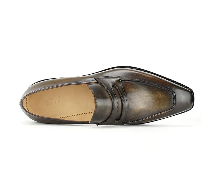 Bespoke Full Grain Calf Leather Men's Penny Loafers