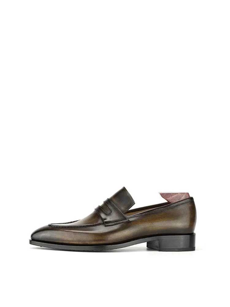 Bespoke Full Grain Calf Leather Men's Penny Loafers