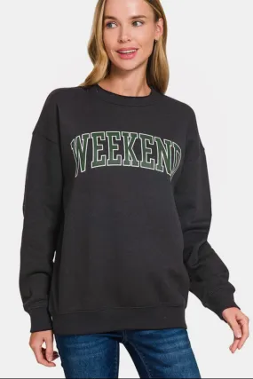 Black Round Neck Dropped Shoulder Sweatshirt