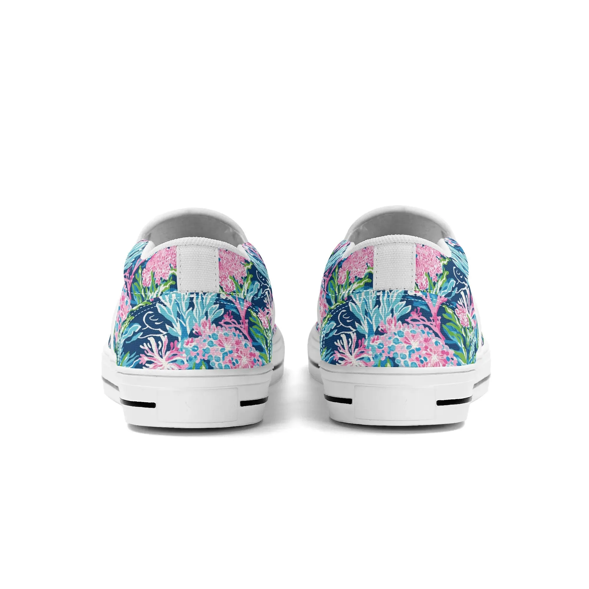 Blush Blossoms: Watercolor Water Garden Adorned with Pink Flowers Womens Canvas Slip On Shoes US5-US12