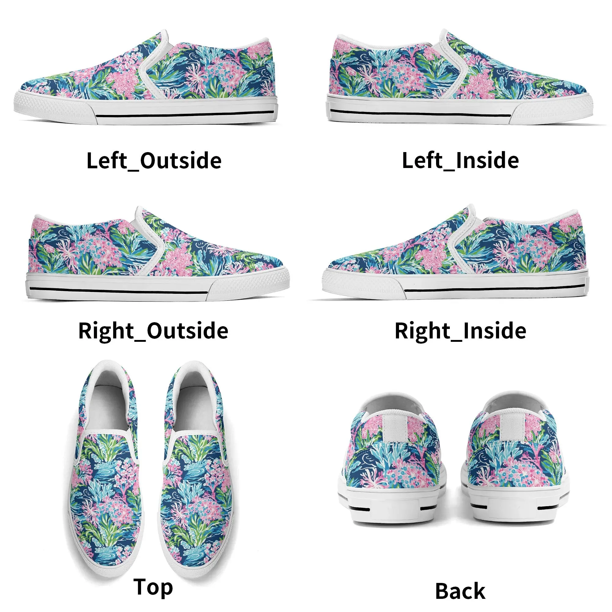 Blush Blossoms: Watercolor Water Garden Adorned with Pink Flowers Womens Canvas Slip On Shoes US5-US12