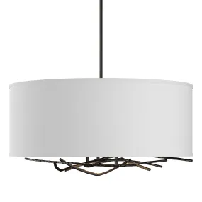 Brindille Drum Shade Pendant 3-Light Natural Anna Shade (SF) in Oil Rubbed Bronze