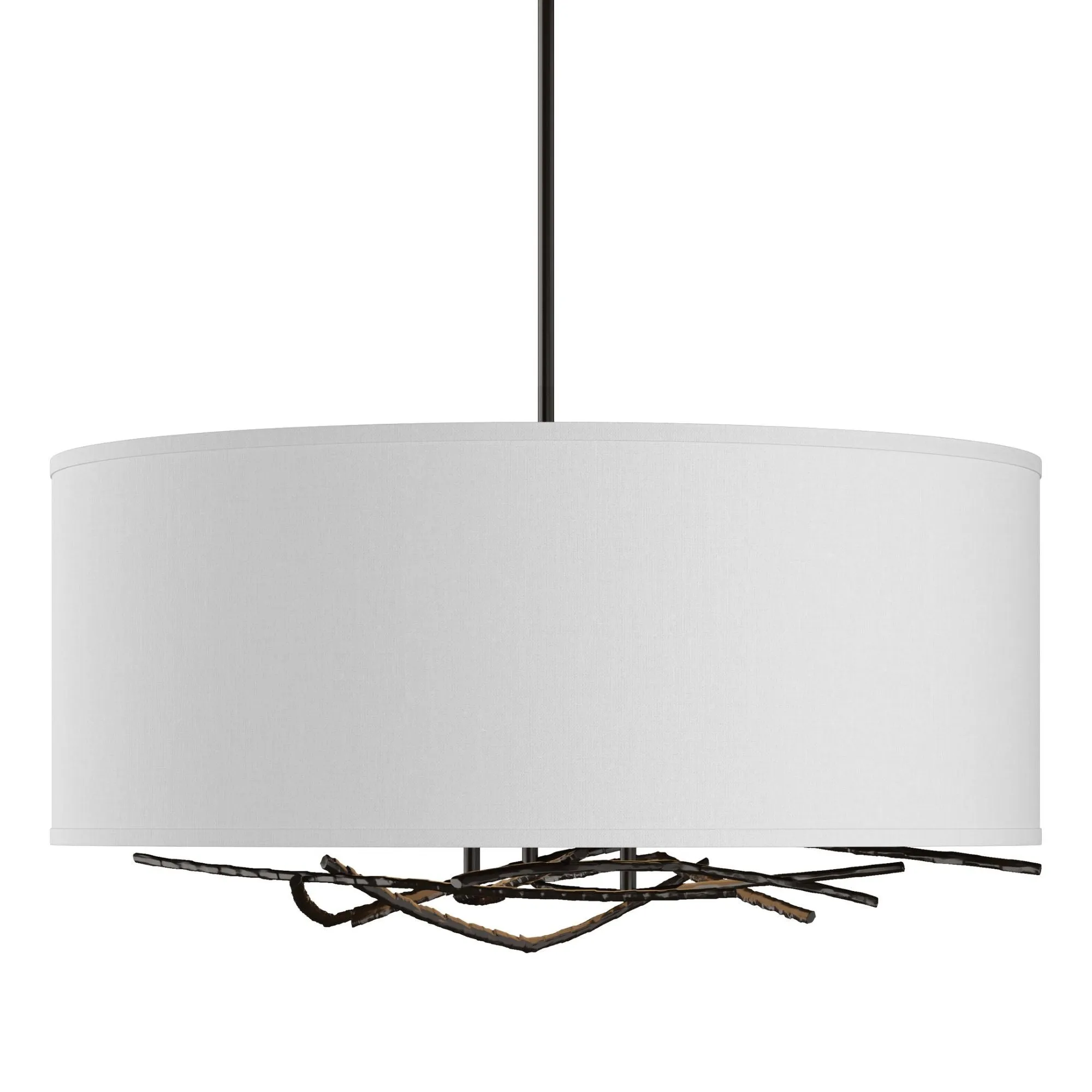 Brindille Drum Shade Pendant 3-Light Natural Anna Shade (SF) in Oil Rubbed Bronze