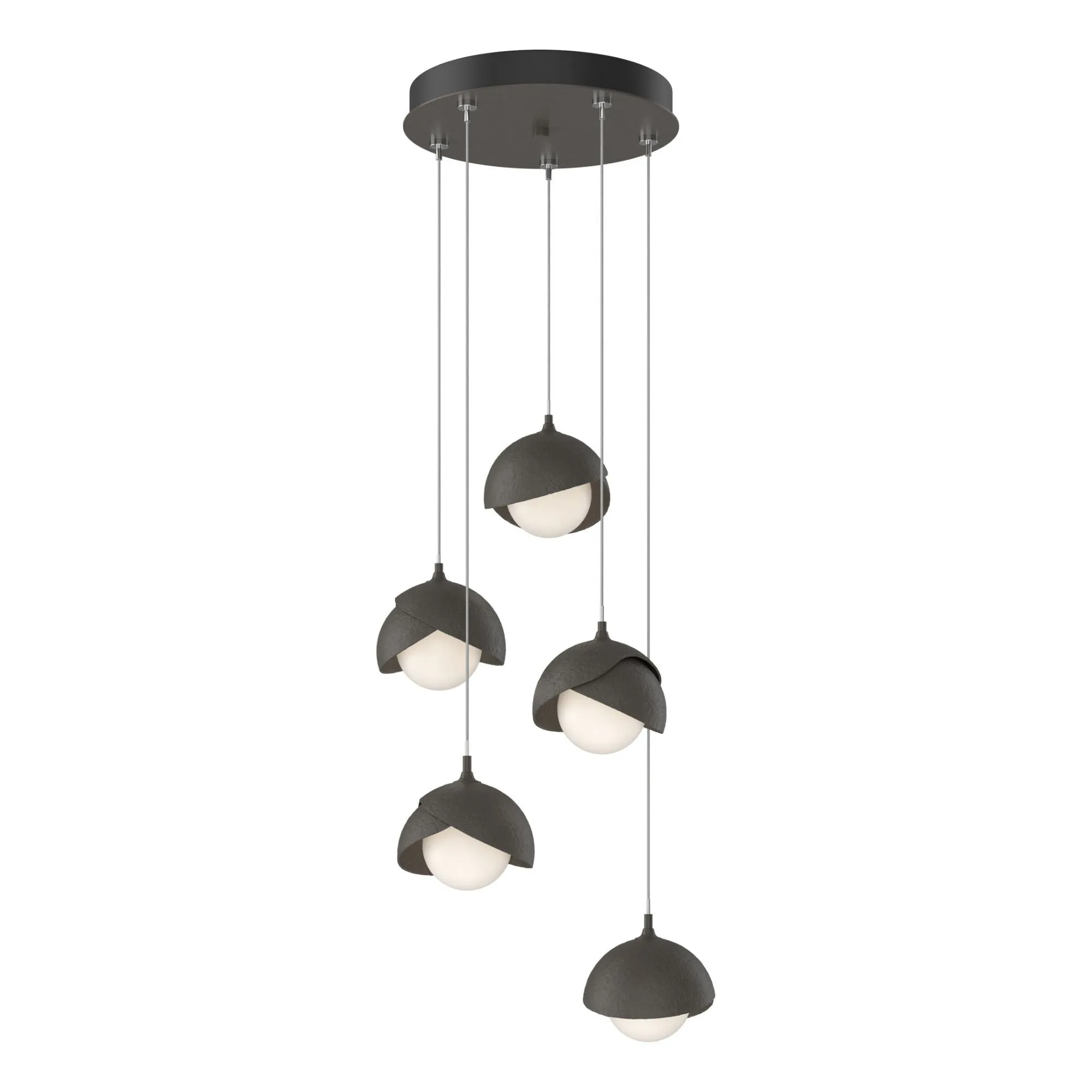 Brooklyn 5-Light Double Shade Pendant 5-Light Dark Smoke Accent Opal Glass (GG) in Dark Smoke