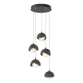 Brooklyn 5-Light Double Shade Pendant 5-Light Dark Smoke Accent Opal Glass (GG) in Dark Smoke