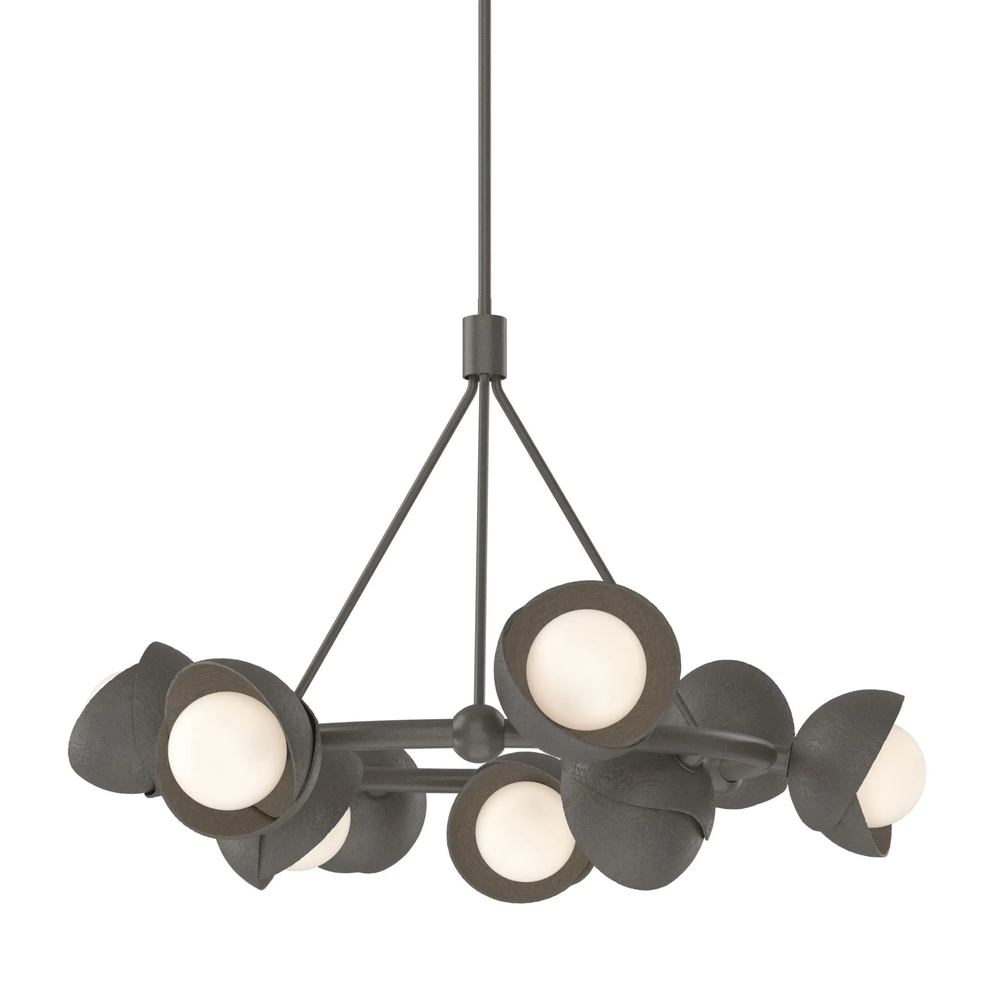 Brooklyn 9-Light Double Shade Ring Pendant 9-Light Dark Smoke Accent Opal Glass (GG) in Dark Smoke
