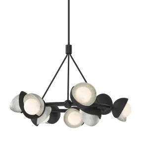 Brooklyn 9-Light Double Shade Ring Pendant 9-Light Sterling Accent Opal Glass (GG) in Black