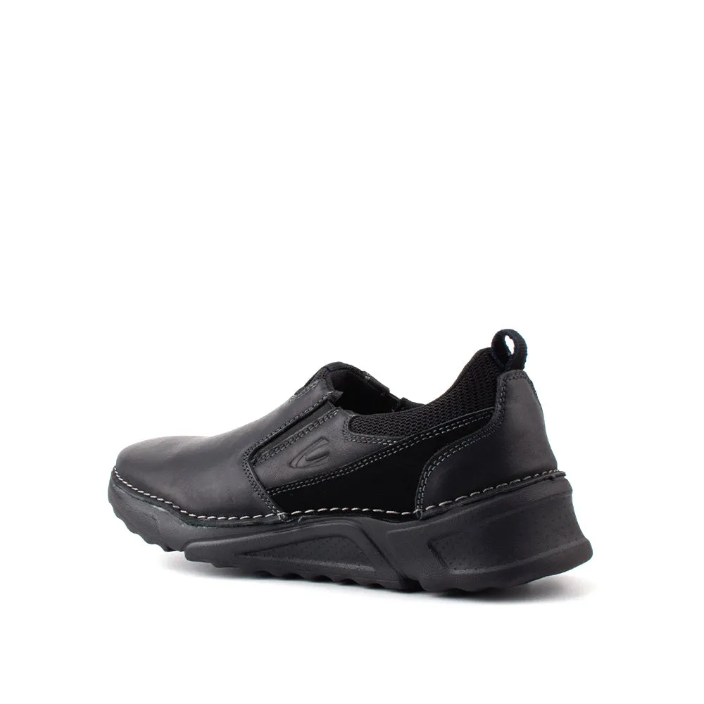 camel active Leather Slip On Shoes Men Black BURREN 852364-RS1-1