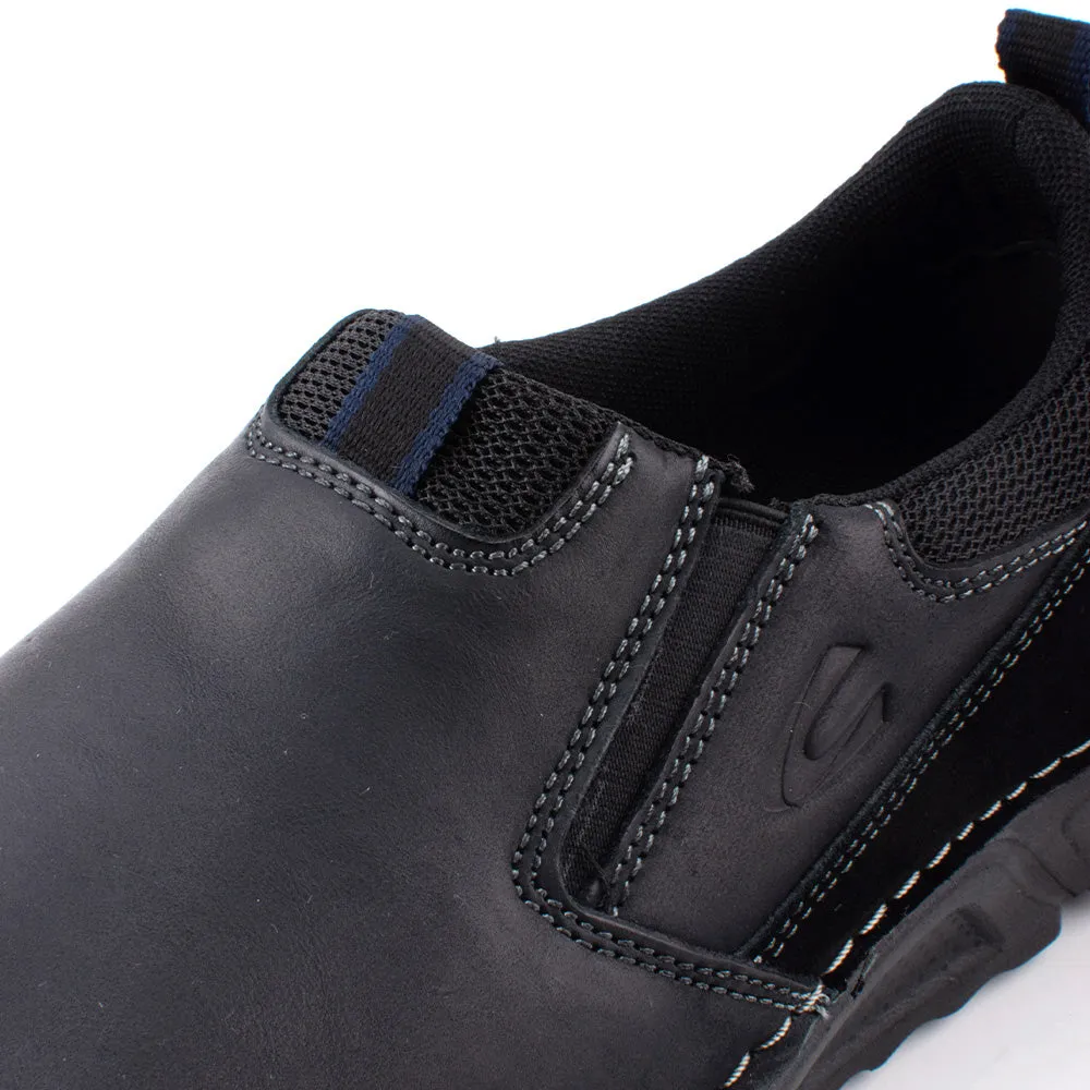 camel active Leather Slip On Shoes Men Black BURREN 852364-RS1-1