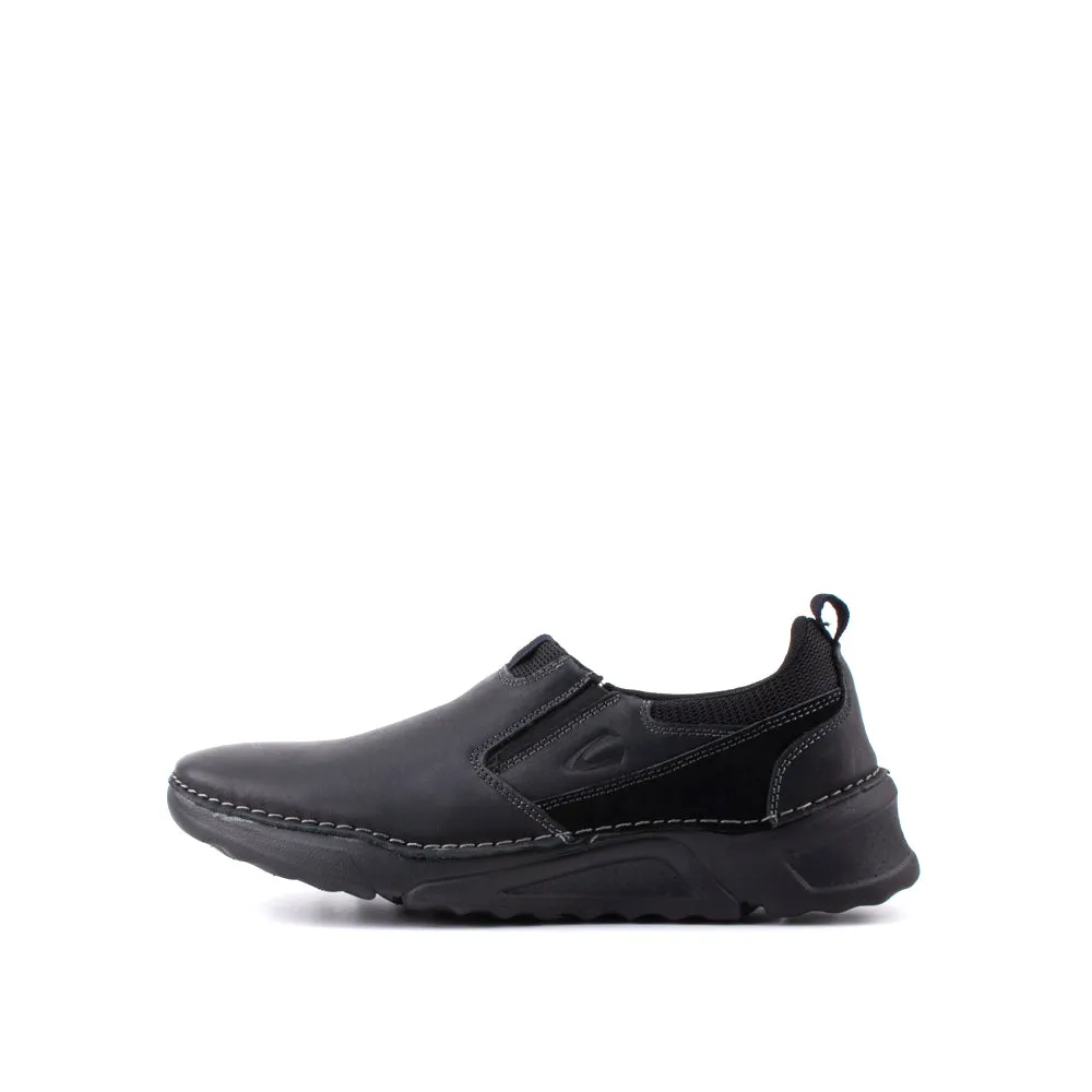 camel active Leather Slip On Shoes Men Black BURREN 852364-RS1-1
