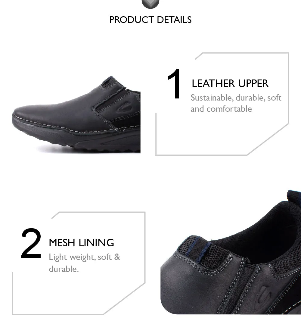 camel active Leather Slip On Shoes Men Black BURREN 852364-RS1-1
