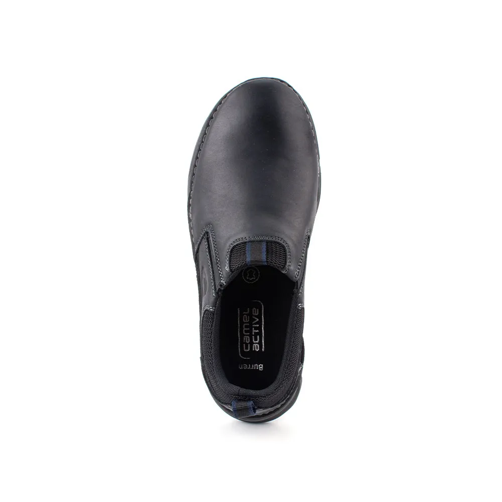 camel active Leather Slip On Shoes Men Black BURREN 852364-RS1-1