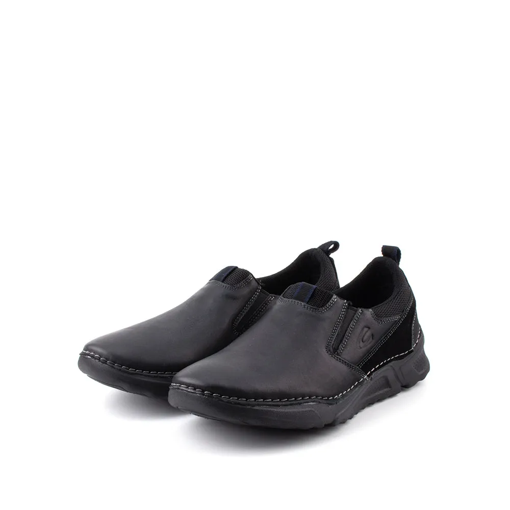 camel active Leather Slip On Shoes Men Black BURREN 852364-RS1-1