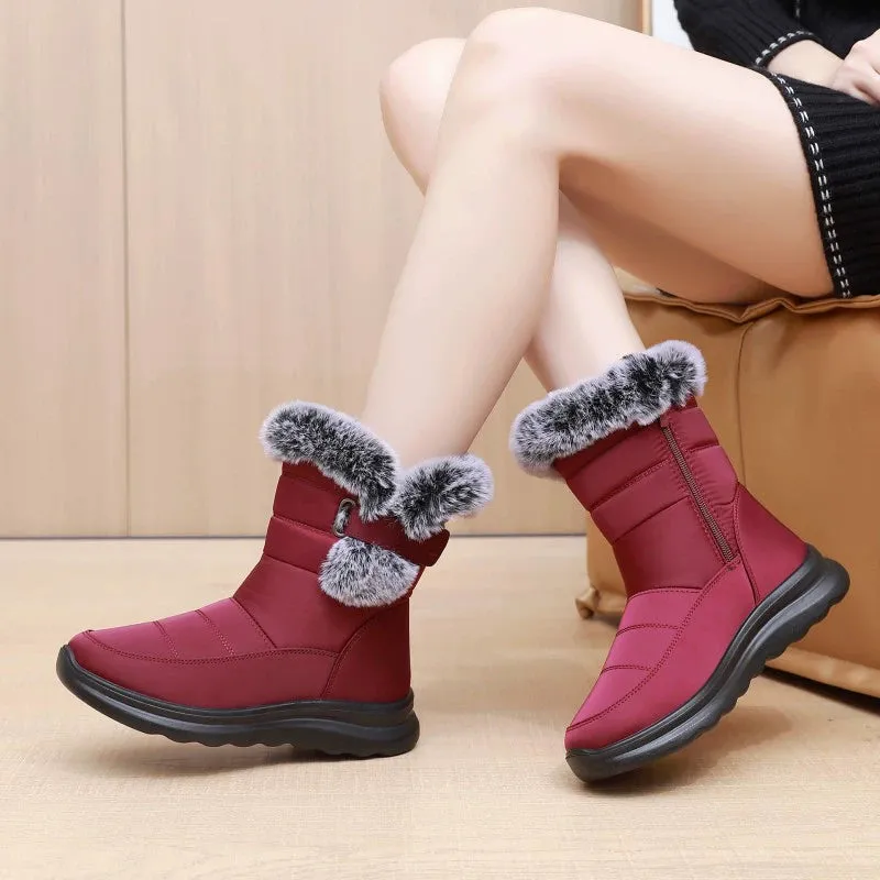 Comfortable Flat Snow Boots for Middle-Aged and Elderly Women – Cotton Shoes for Moms Over 50