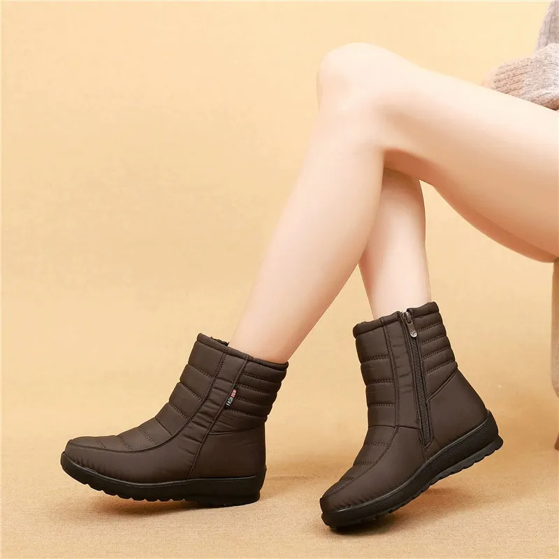 Comfortable Flat Snow Boots for Middle-Aged and Elderly Women – Cotton Shoes for Moms Over 50