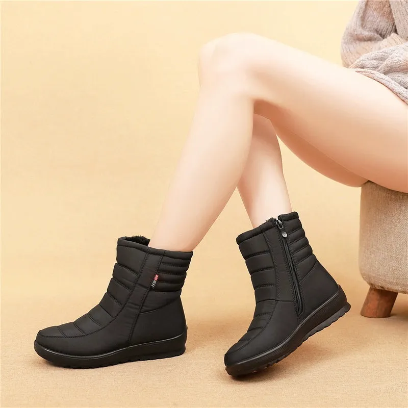 Comfortable Flat Snow Boots for Middle-Aged and Elderly Women – Cotton Shoes for Moms Over 50