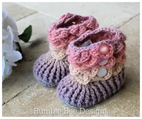 Crochet Crocodile Stitch Baby Booties That Stay On - Rainbow booties