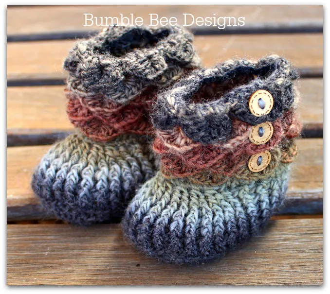 Crocodile Stitch Baby Booties That Stay On