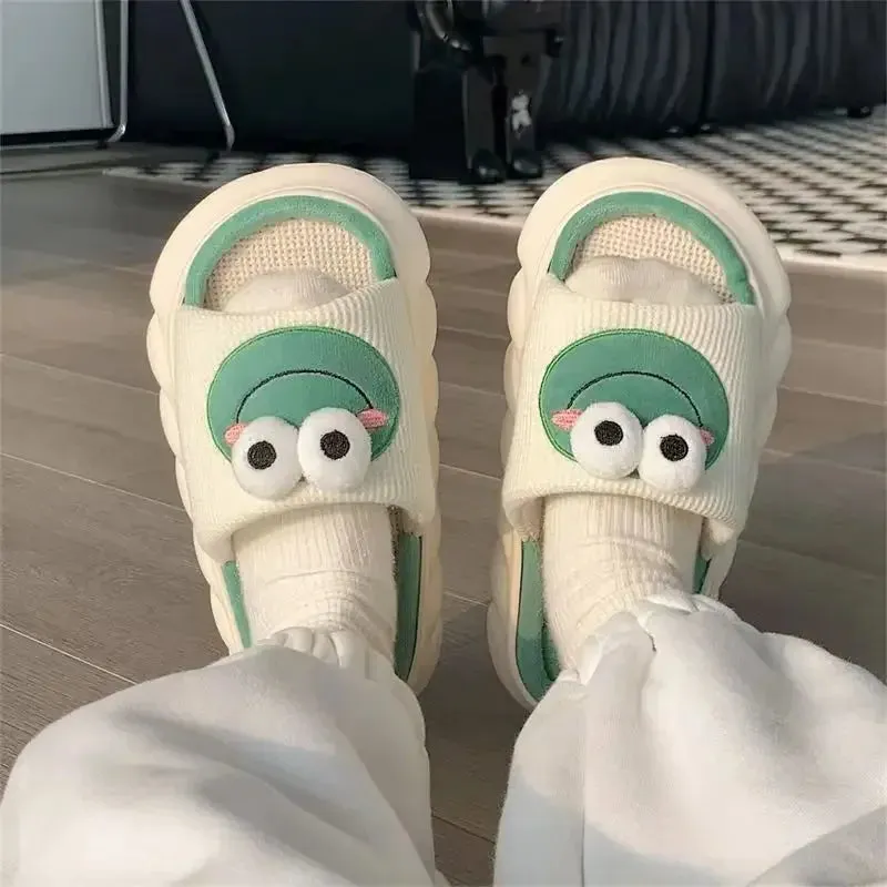 Eulalia - Cozy Cartoon Frog Slippers for Women