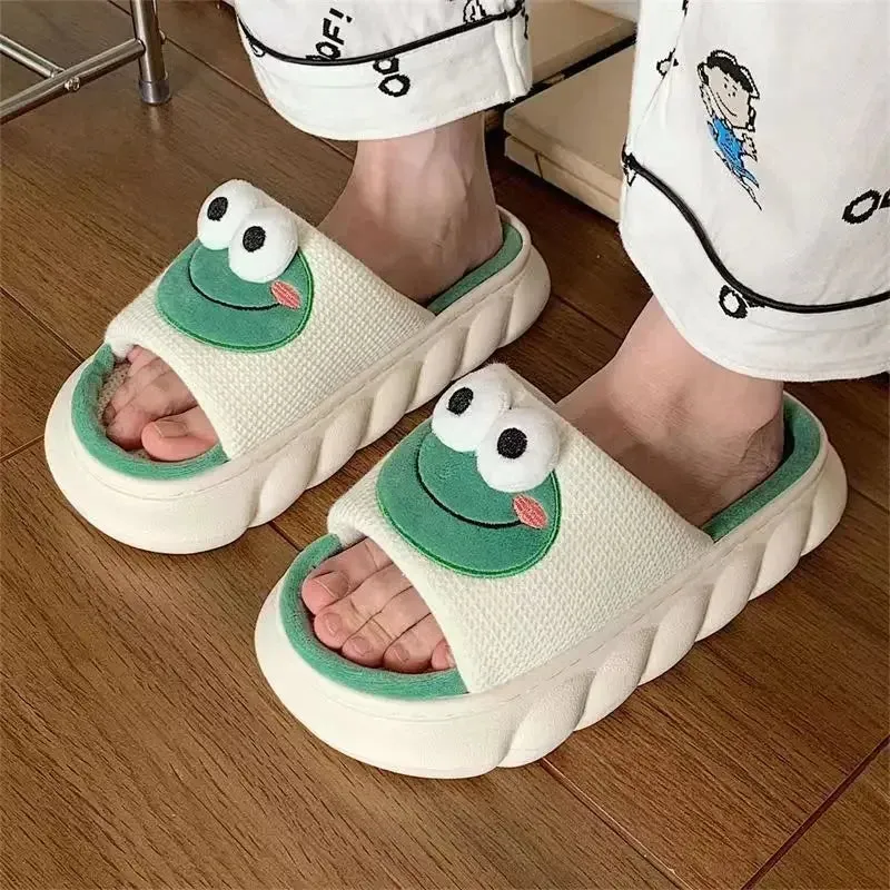 Eulalia - Cozy Cartoon Frog Slippers for Women
