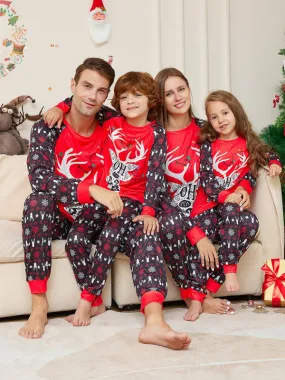 Family Matching Pajama Sets with 'Oh My Deer' Reindeer for Thanksgiving & Christmas