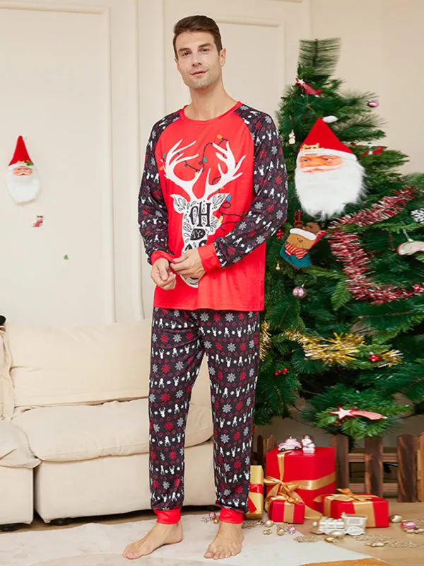 Family Matching Pajama Sets with 'Oh My Deer' Reindeer for Thanksgiving & Christmas