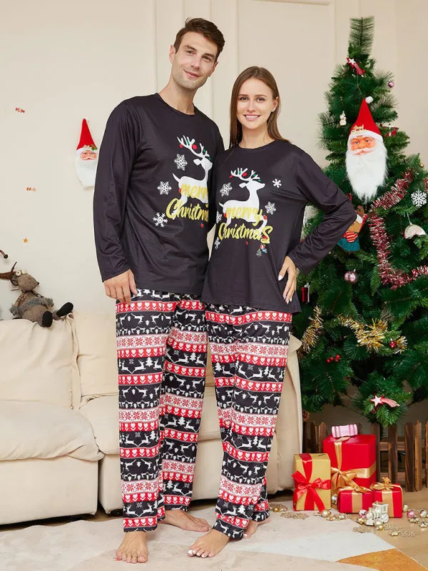 Family Matching Pajama Sets with Reindeer Elk for Thanksgiving & Christmas