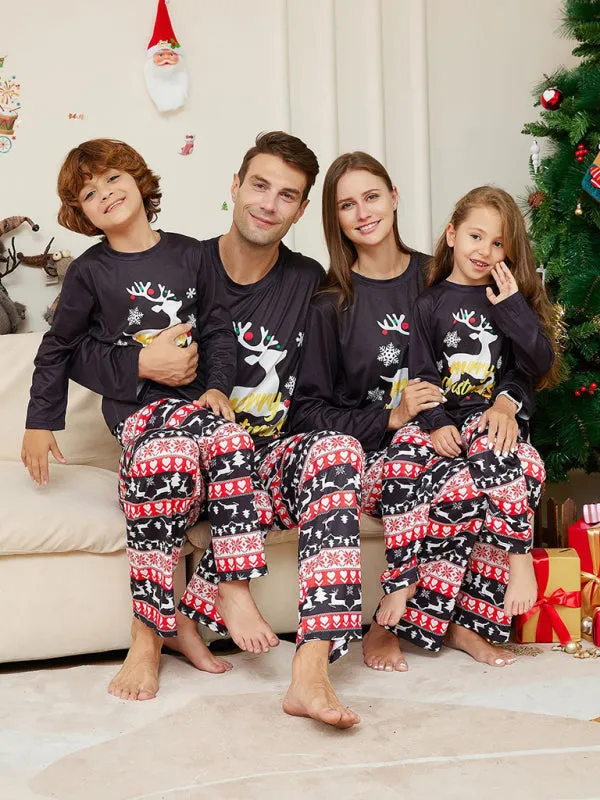 Family Matching Pajama Sets with Reindeer Elk for Thanksgiving & Christmas