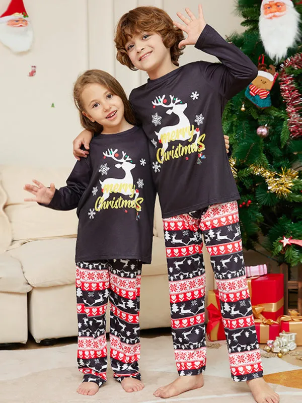 Family Matching Pajama Sets with Reindeer Elk for Thanksgiving & Christmas