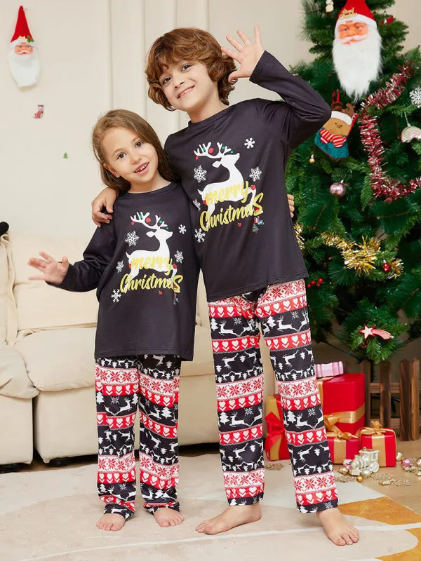 Family Matching Pajama Sets with Reindeer Elk for Thanksgiving & Christmas