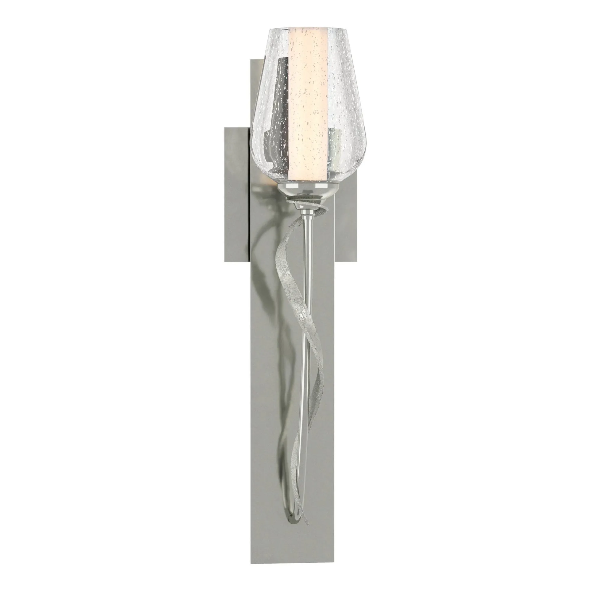 Flora Seeded Glass Sconce 1-Light Seeded Glass with Opal Diffuser (ZS) in Sterling
