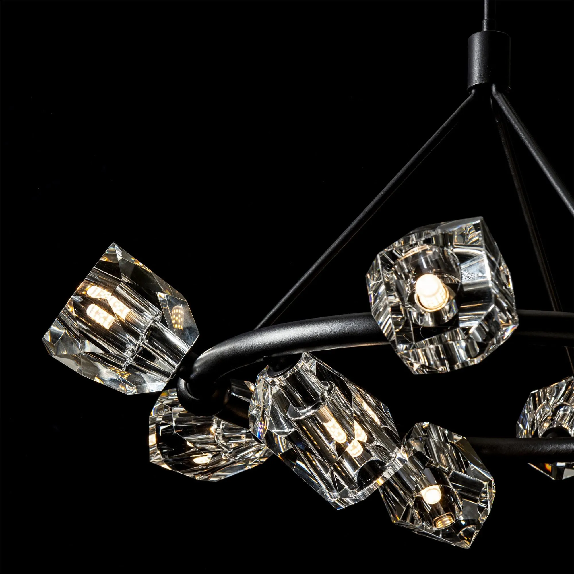 Gatsby 9-Light Ring Pendant 9-Light Crystal in Black