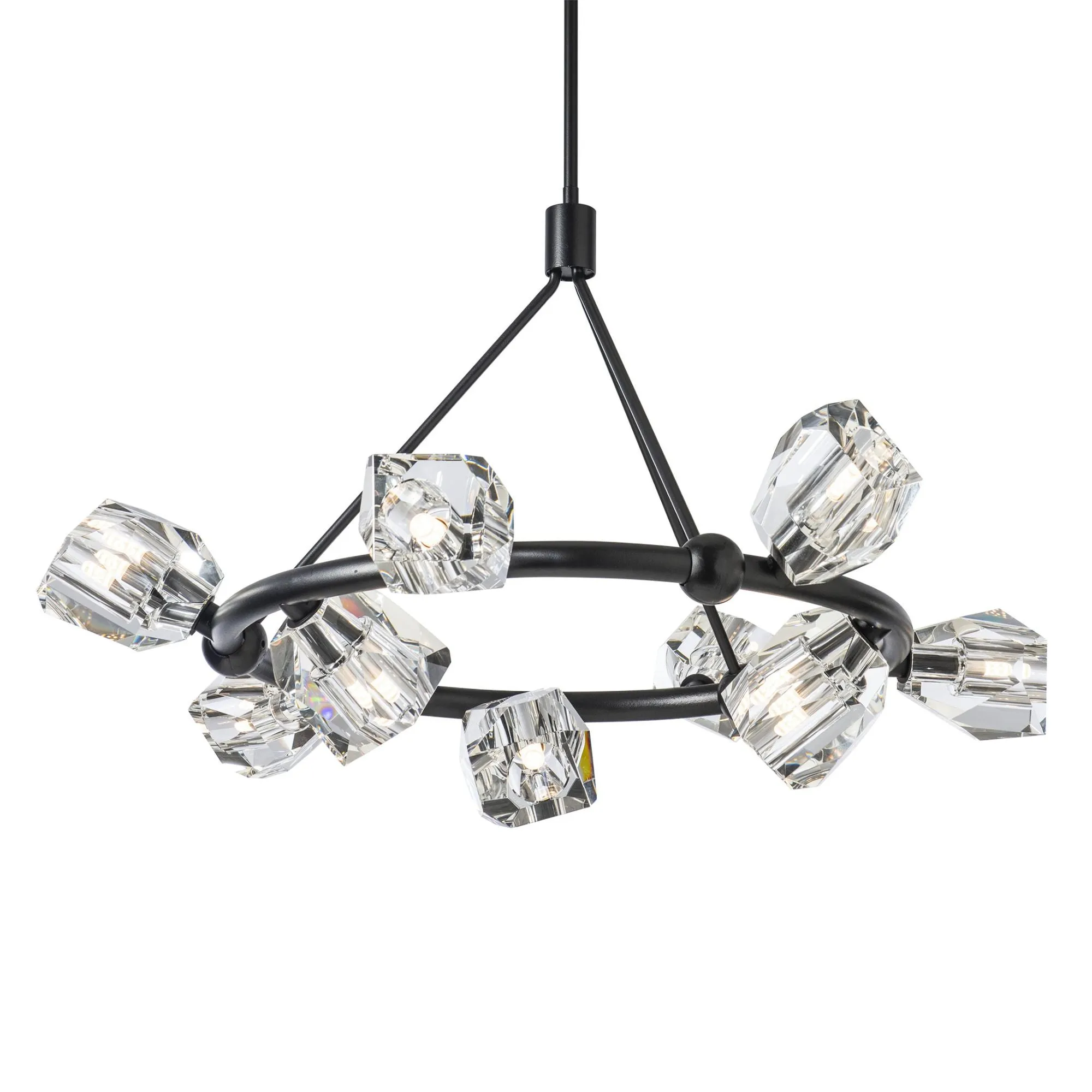 Gatsby 9-Light Ring Pendant 9-Light Crystal in Black