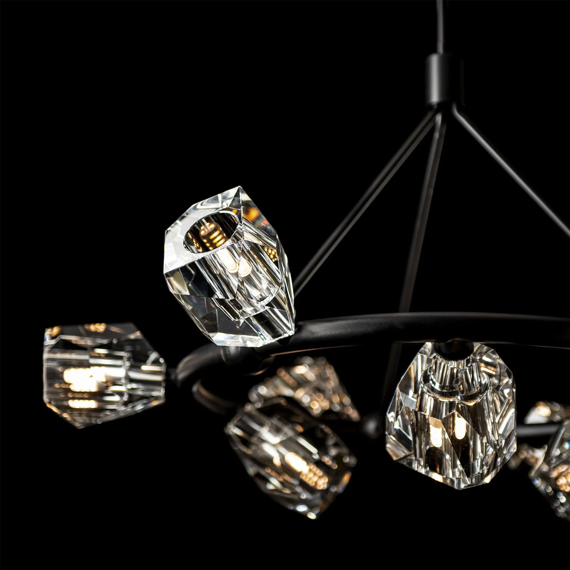 Gatsby 9-Light Ring Pendant 9-Light Crystal in Black