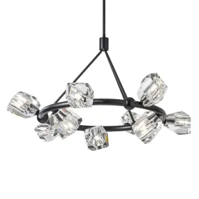 Gatsby 9-Light Ring Pendant 9-Light Crystal in Black
