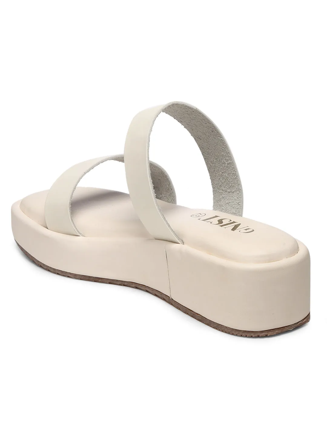 GNIST Double Strap Flatform White Platform heels